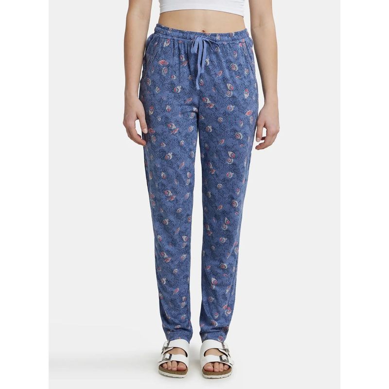 Jockey RX09 Women Micro Modal Cotton Printed Pyjama - Infinity Blue (XS)