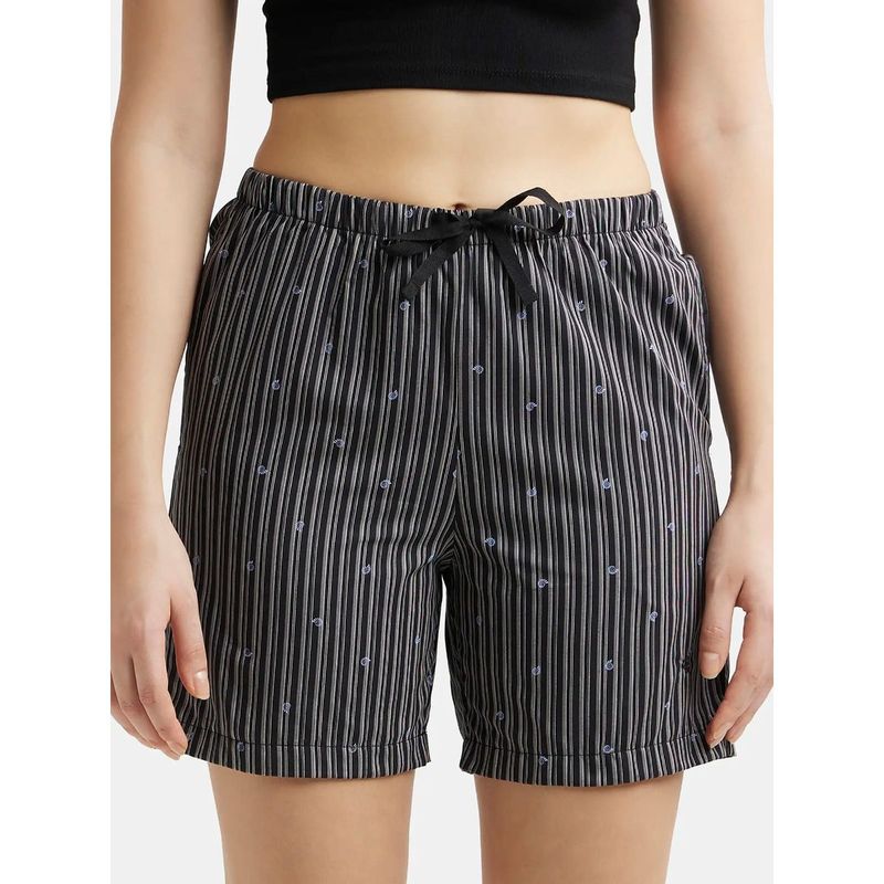 Jockey Rx15 Women's Cotton Woven Boxer Shorts With Side Pockets Black (S)