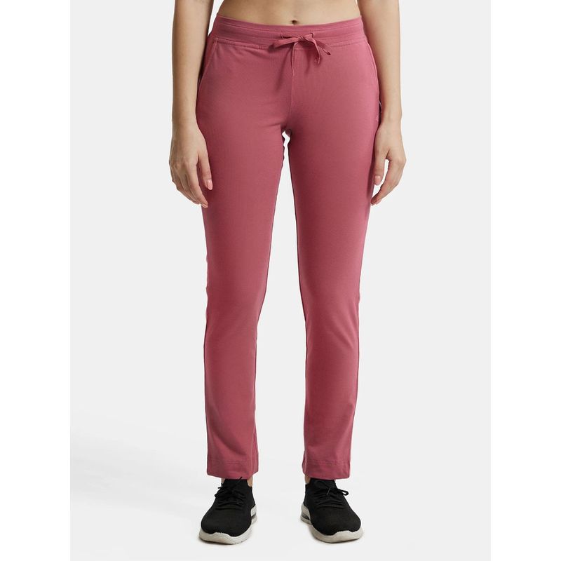 Jockey 1301 Women Super Combed Cotton Elastane Trackpants - Rose Wine (XL)