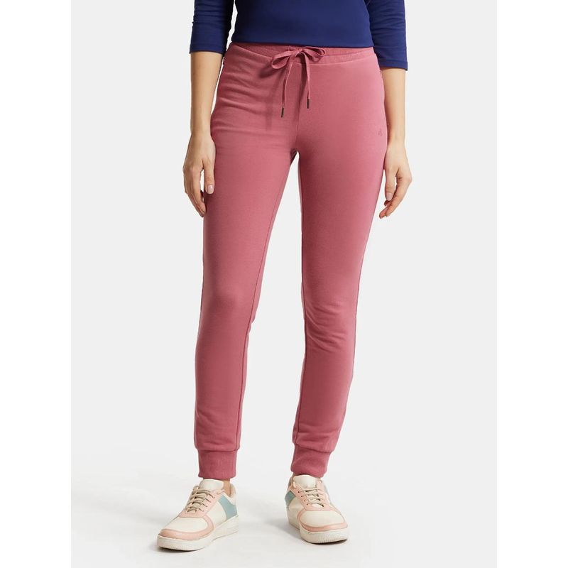 Jockey 1323 Women's Cotton Elastane French Terry Fabric Joggers With Zipper Pockets - Pink (M)