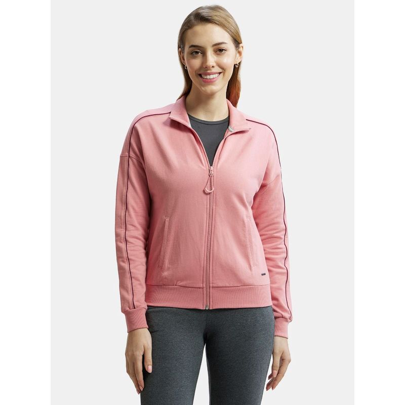 Jockey A111 Women's Cotton French Terry Fabric Jacket With Front Pockets - Pink (M)