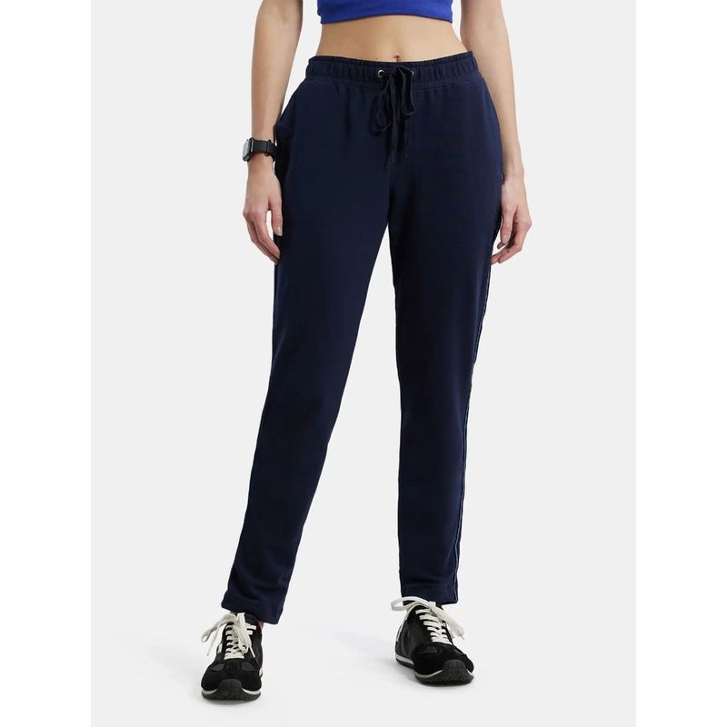 Jockey AW60 Women Super Combed Cotton Elastane French Terry Trackpants - Navy Blazer (M)