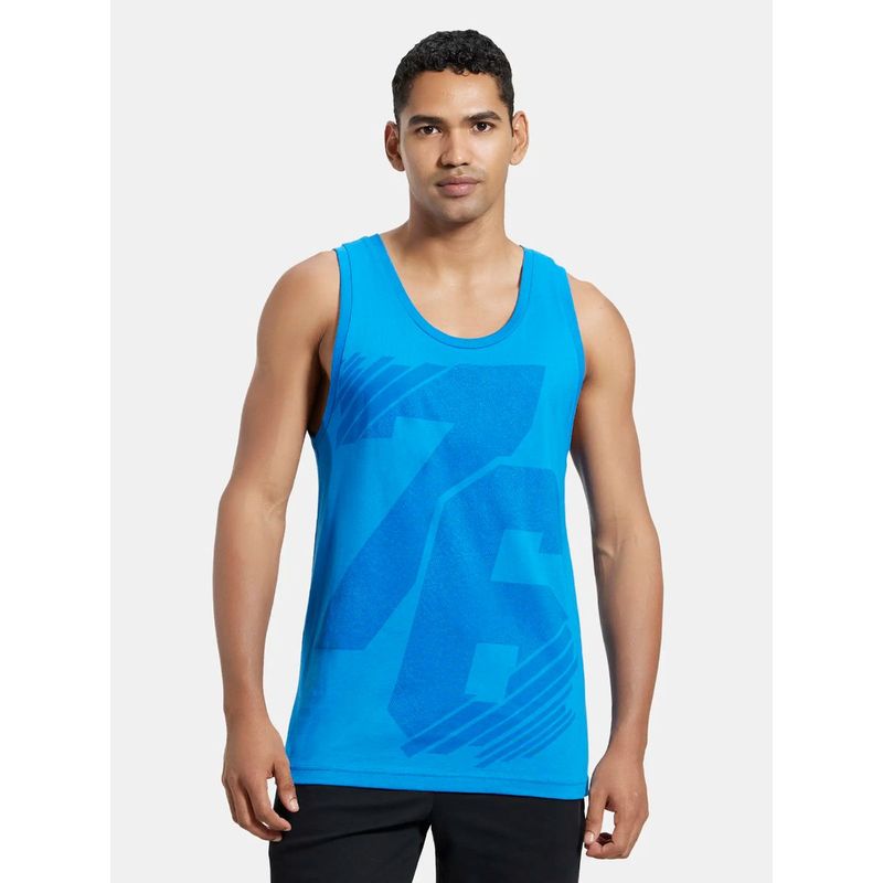 Jockey 9928 Men Super Combed Cotton Rich Graphic Printed Tank Top - Neon Blue Print (S)