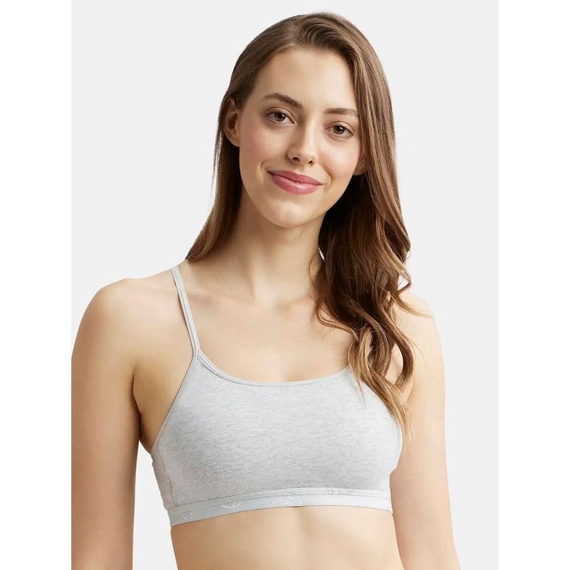 Jockey 1351 Women's Cotton Elastane Multiway T-Shirt Bra with Adjustable Straps-Grey (M)