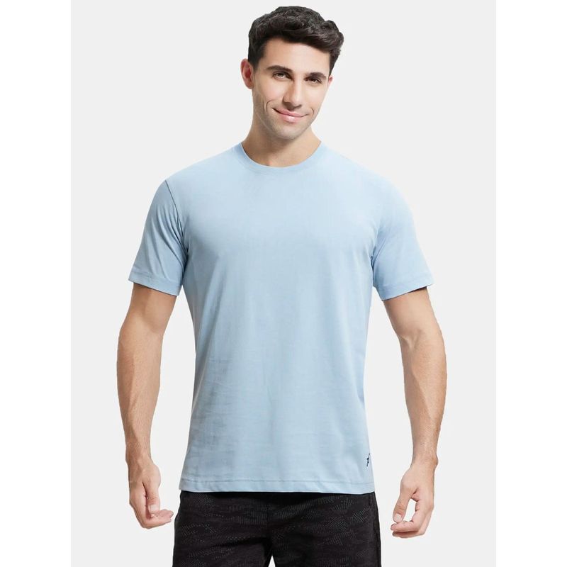 Jockey 2714 Super Combed Cotton Rich Graphic Printed Round Neck Half Sleeve T-Shirt Blue (S)
