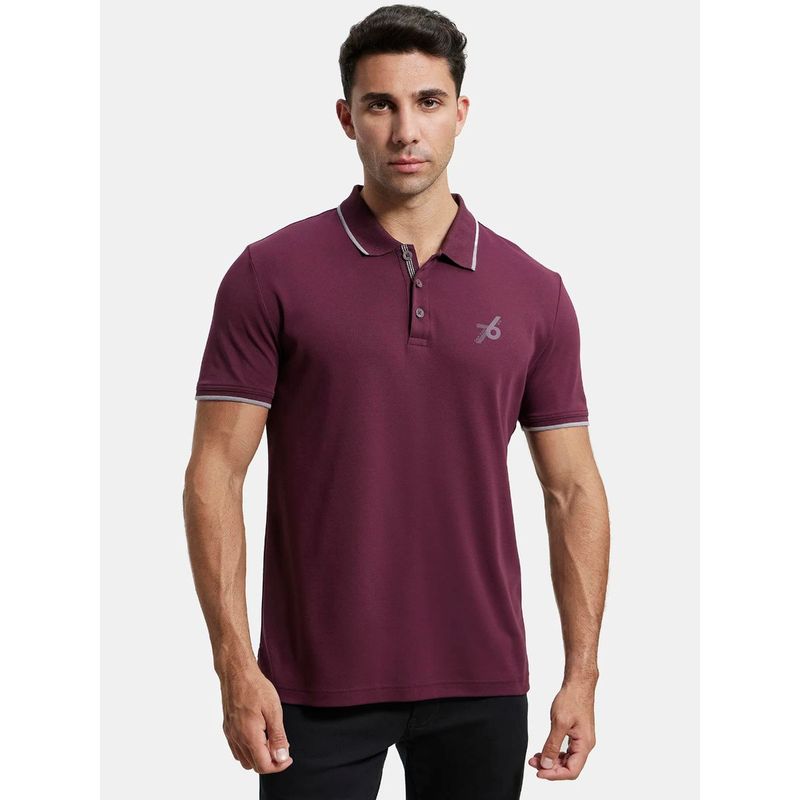 Jockey 3911 Men Super Combed Cotton Rich Solid Half Sleeve Polo T-Shirt-Wine Tasting (L)