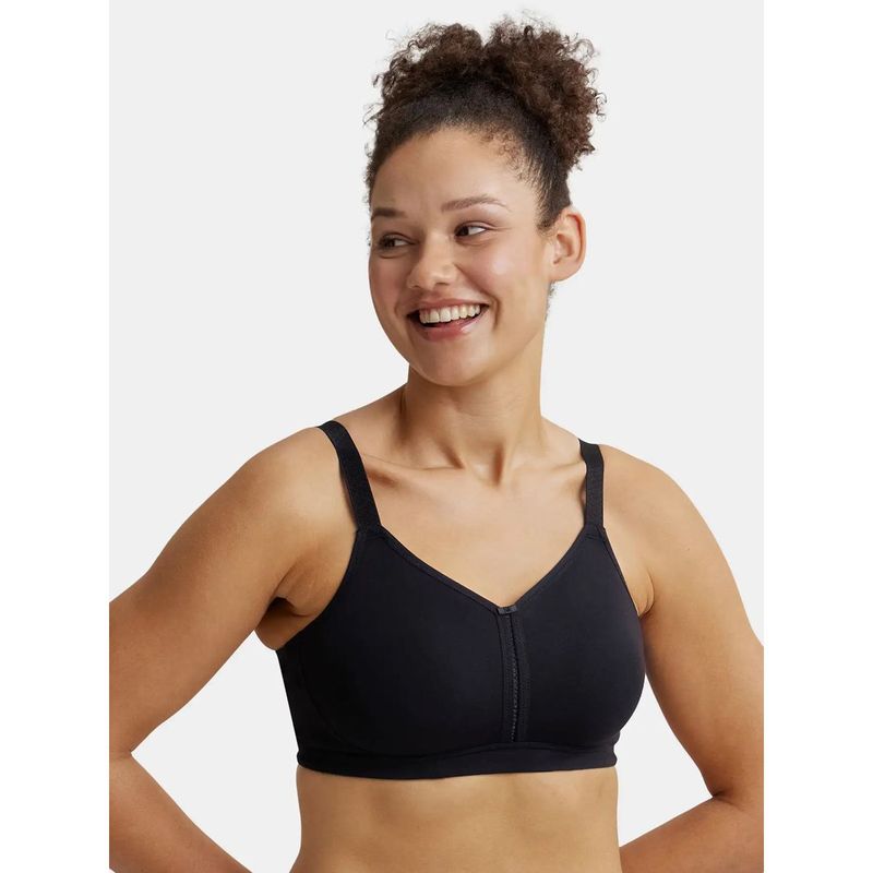Jockey Es27 Women Cotton Witefree Non Padded Full Coverage Bra With Adjustable Straps Black (36DD)