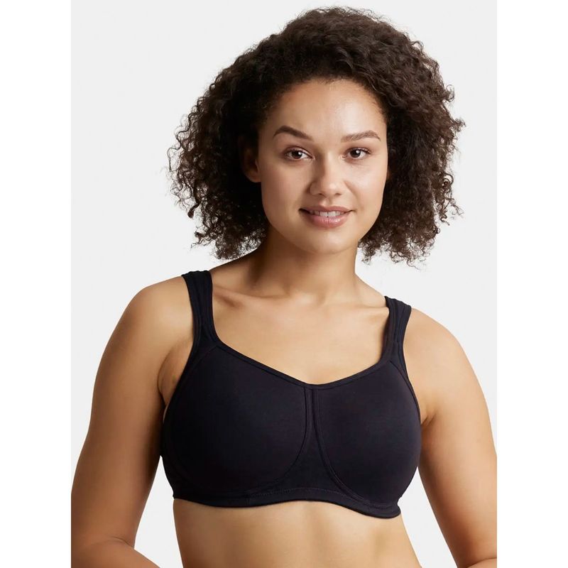 Jockey FE78 Women Wirefree Padded Cotton Full Coverage Plus Size Bra - Black (40B)
