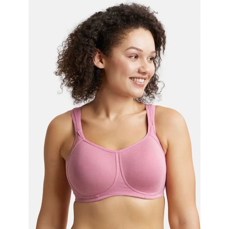 Jockey FE78 Women Wirefree Padded Cotton Full Coverage Plus Size Bra - Heather Rose (42C)