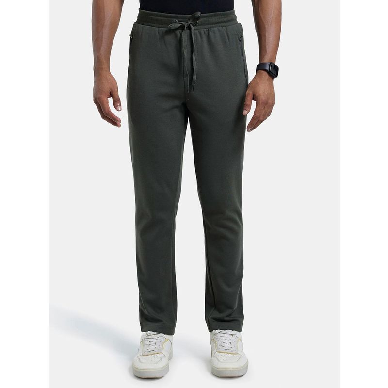Jockey AM44 Men Super Combed Cotton Rich Pique Slim Fit Trackpant - Deep Olive (XL)