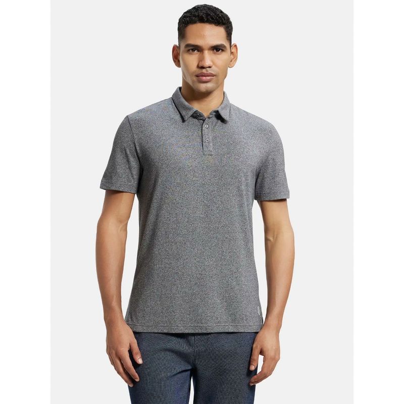 Jockey LD23 Men Tencel Micro Modal Supima Cotton Elastane Polo T-Shirt - Black Jasper (M)