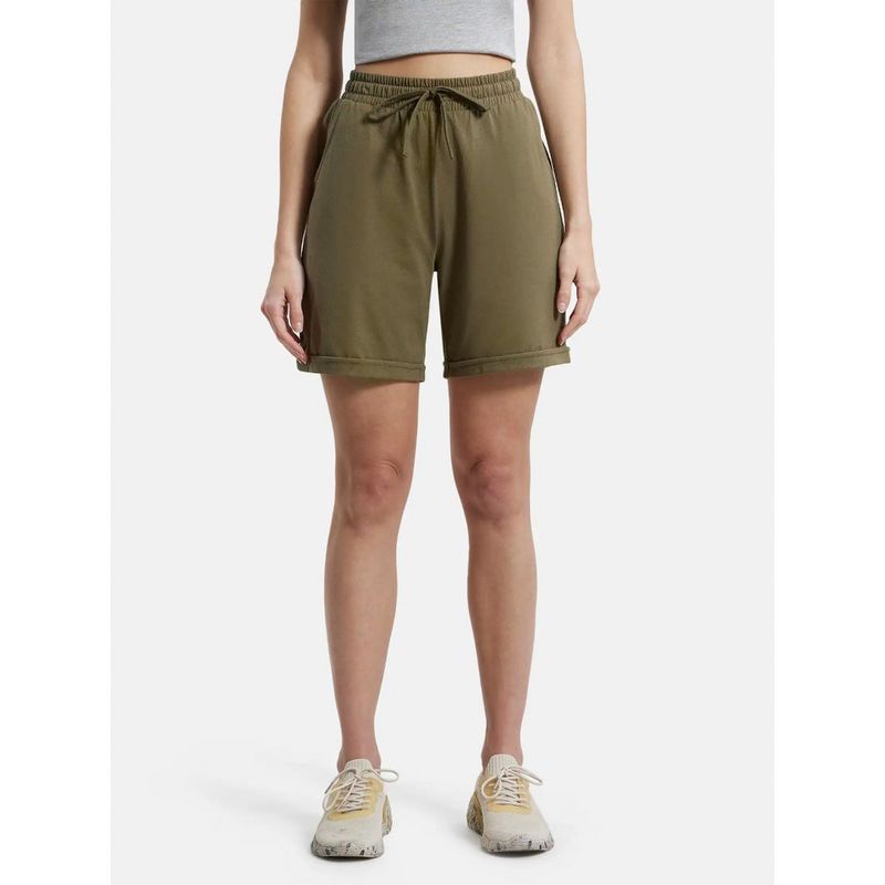 Jockey AW23 Womens Super Combed Cotton Rich Regular Fit Shorts - Burnt Olive (S)
