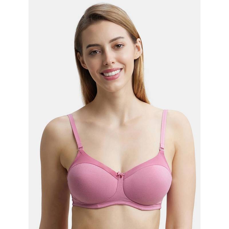 Jockey FE86 Wirefree Padded Cotton Elastane Multiway T-Shirt Bra - Heather Rose (40B)