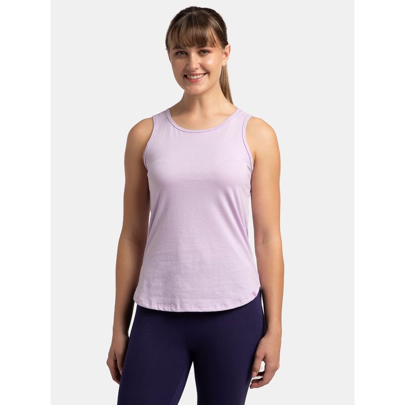 Jockey AW77 Womens Super Combed Cotton Solid Curved Hem Styled Tank Top-Orchid Bloom (M)