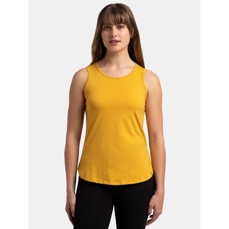Jockey AW77 Womens Super Combed Cotton Solid Curved Hem Styled Tank Top-Golden Spice (2XL)
