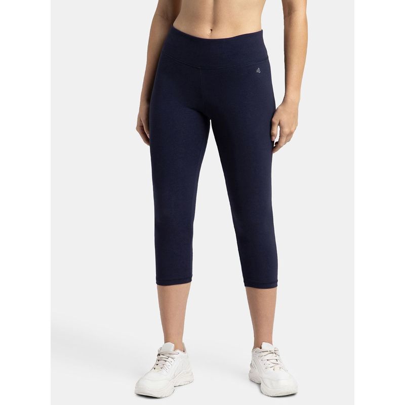 Jockey 1391 Women Super Combed Cotton Elastane Capri - Navy Blazer (S)