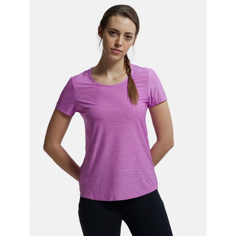 Jockey AP27 Women Tactel Microfiber Elastane Relaxed Fit Solid T-Shirt-Cosmic Sapphire (S)