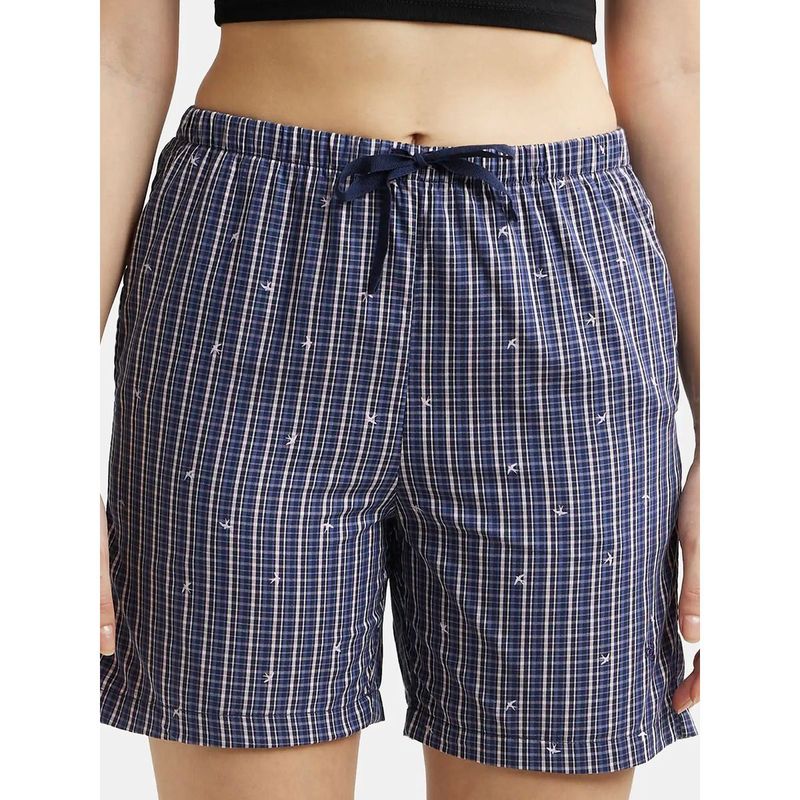 Jockey Classic Navy Assorted Checks Woven Knee Length Shorts Style Number-RX15 - (L)