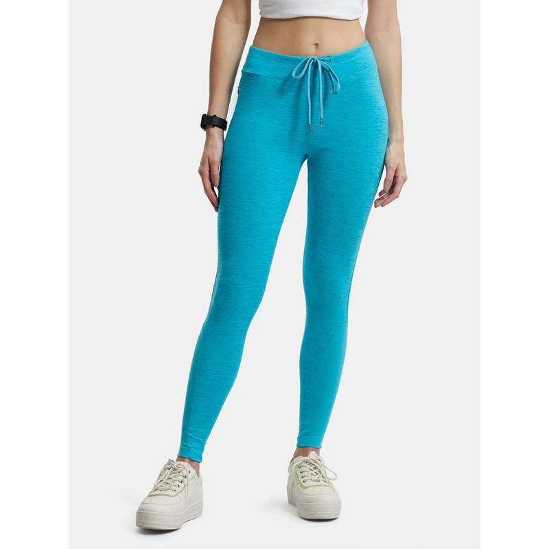 Jockey AA01 Women Super Combed Cotton Elastane Yoga Pants - J Teal Marl (S)