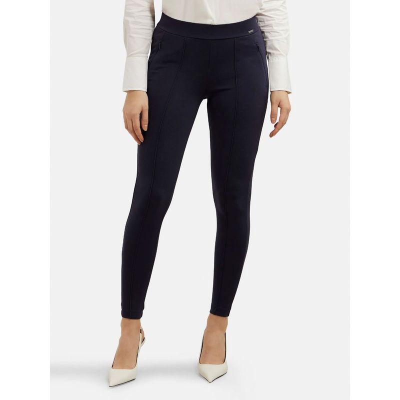 Jockey IW05 Women Rayon Nylon Elastane Stretch Treggings - Navy Blazer (M)