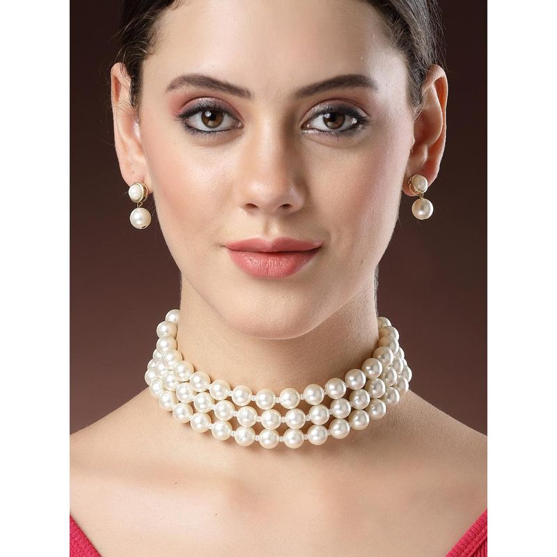 Buy Karatcart Gold Plated Multilayer Pearl Beaded Choker Jewellery