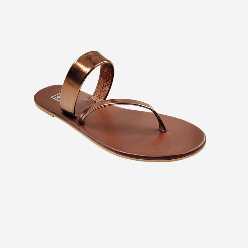 Post Card Lily - Brown Bronze Flats Sandals - EURO 38