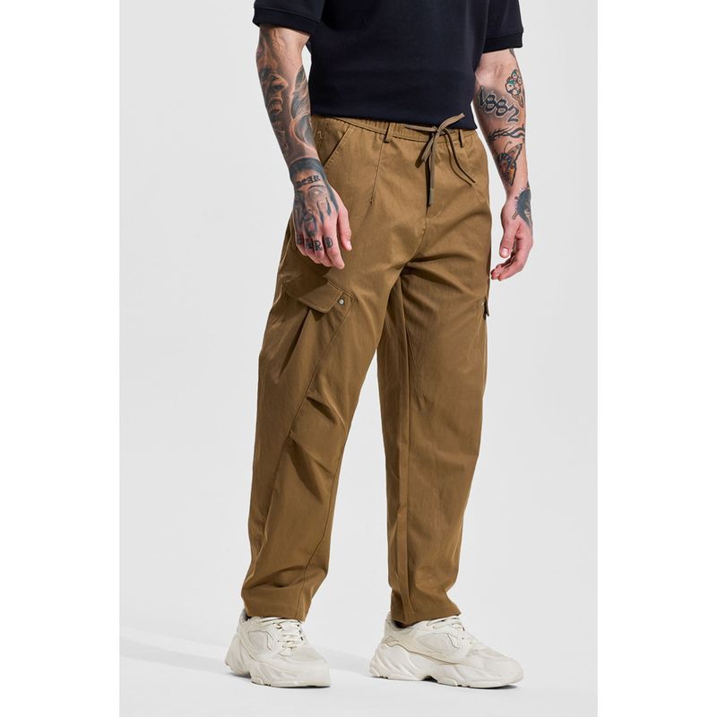 Snitch Brown Solid Relaxed Casual Cargo Pant (32)