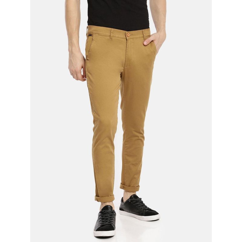 The Indian Garage Co Men Slim Fit Mid-Rise Solid Khaki Chinos (30)