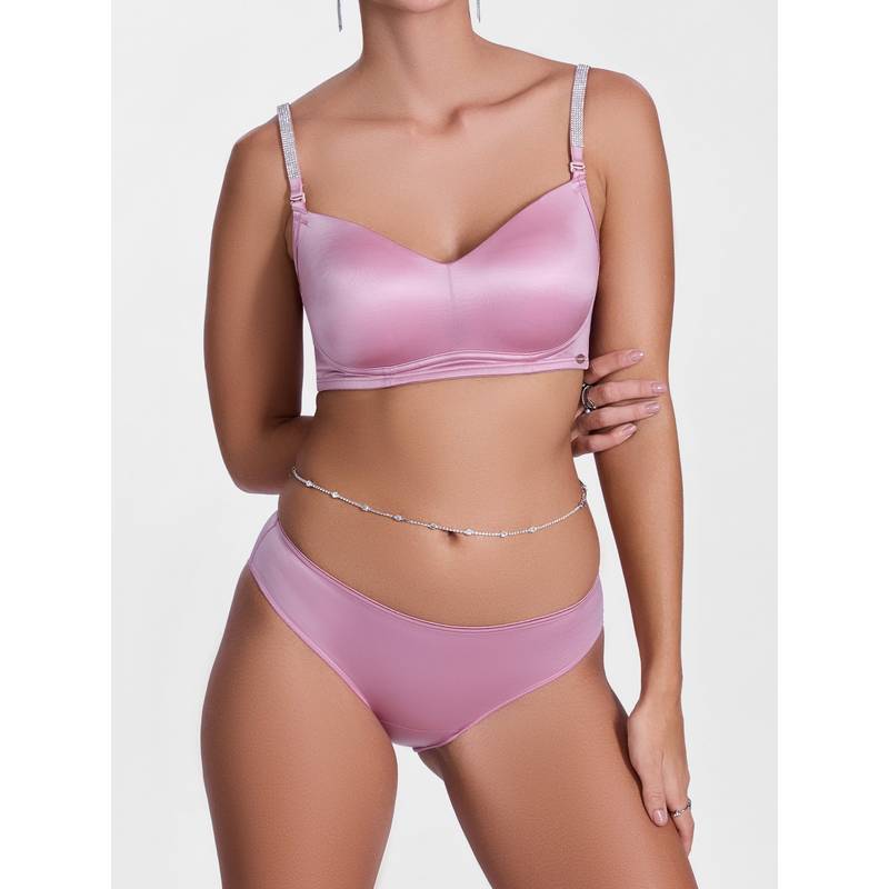 Enamor Pink Smooth Stretch Satin Bikini Panty (L)