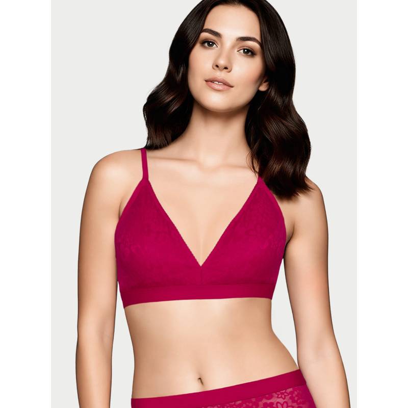 Enamor Red Plunge Cup Non-Wired Bra High Coverage Bra (L)