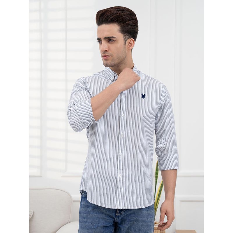 Red Tape Men's Twill Shirt Striped Casual Comfort Wear - Navy Blue (XL)