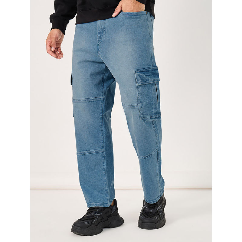 Styli Men Solid Utility Cargo Jeans (36)