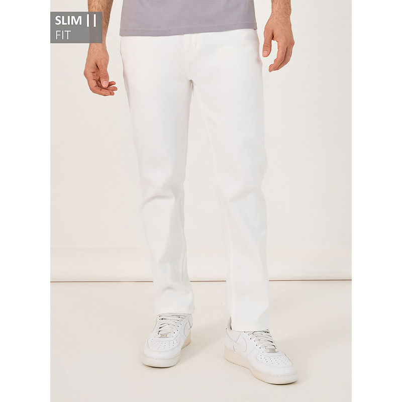 Styli Men Solid Cotton Stretch Five Pocket Slim Fit Jeans (34)