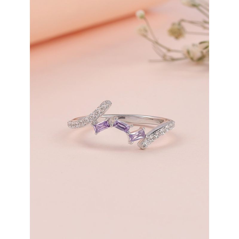 Ornate Jewels 925 Silver Rhodium Plated Purple Amethyst Ring for Women & Girls (10)