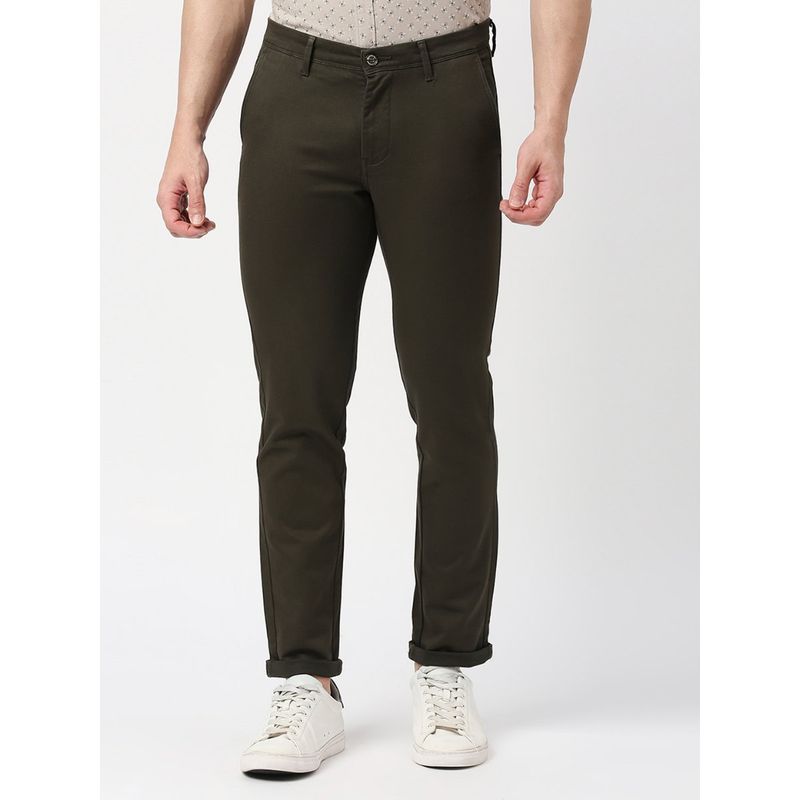 Dragon Hill Olive Cotton Stretch Slim Fit Trouser (34)
