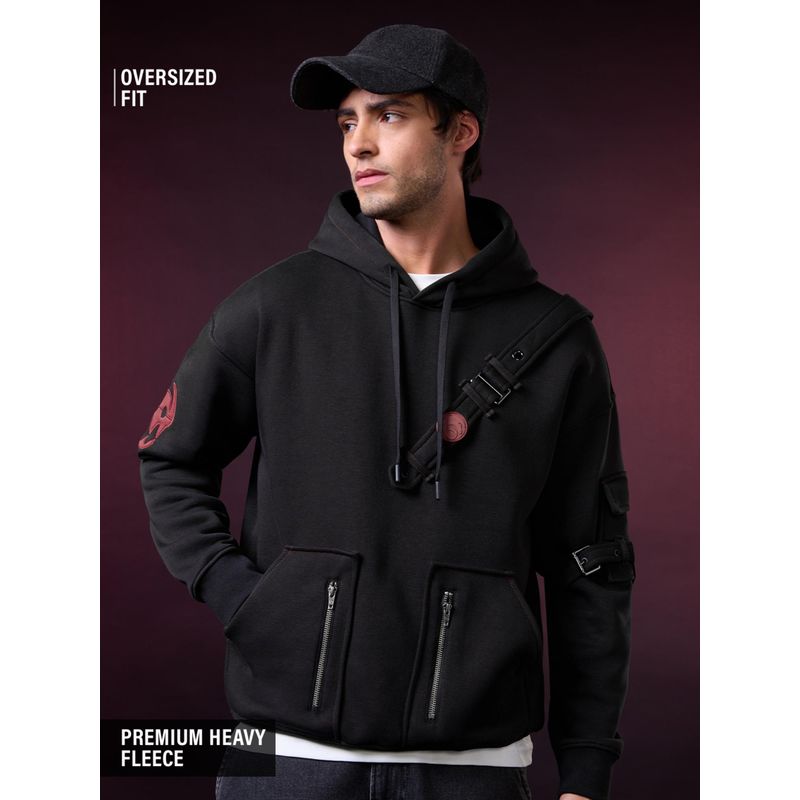 The Souled Store Official How To Train Your Dragon: Night Fury Men Black Oversized Hoodie (M)