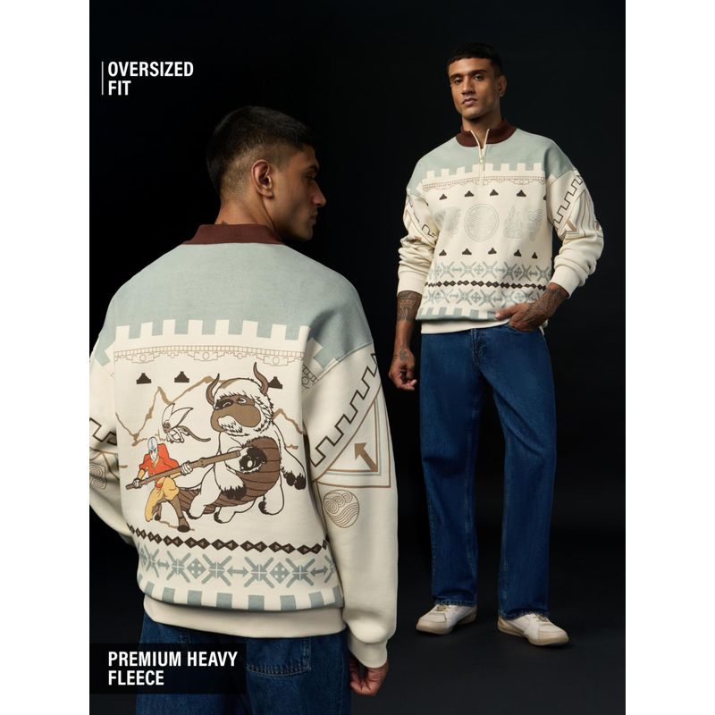 The Souled Store Official Avatar: Universe Cream Men Oversized Sweatshirt (S)