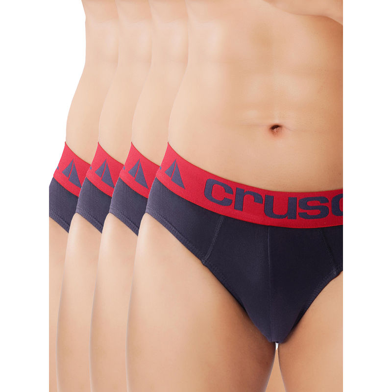 CRUSOE Mens Navy Blue Antimicrobial Super Combed Cotton Fashion Briefs (Pack of 4) (S)