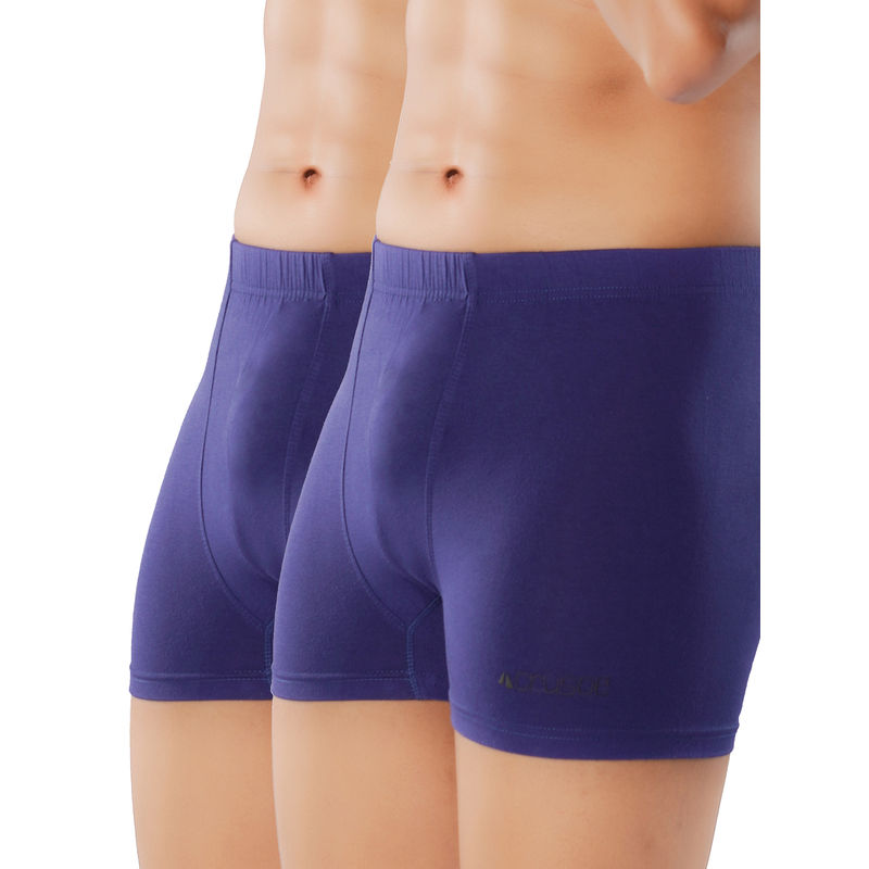 CRUSOE Mens Blue Super Soft Antimicrobial Combed Cotton Trunks (Pack of 2) (S)