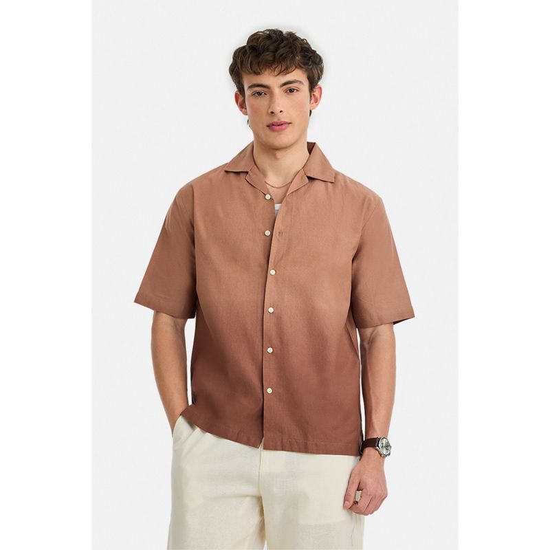 Snitch Men Rust Ombre Half Sleeves Boxy Fit Casual Shirt (M)