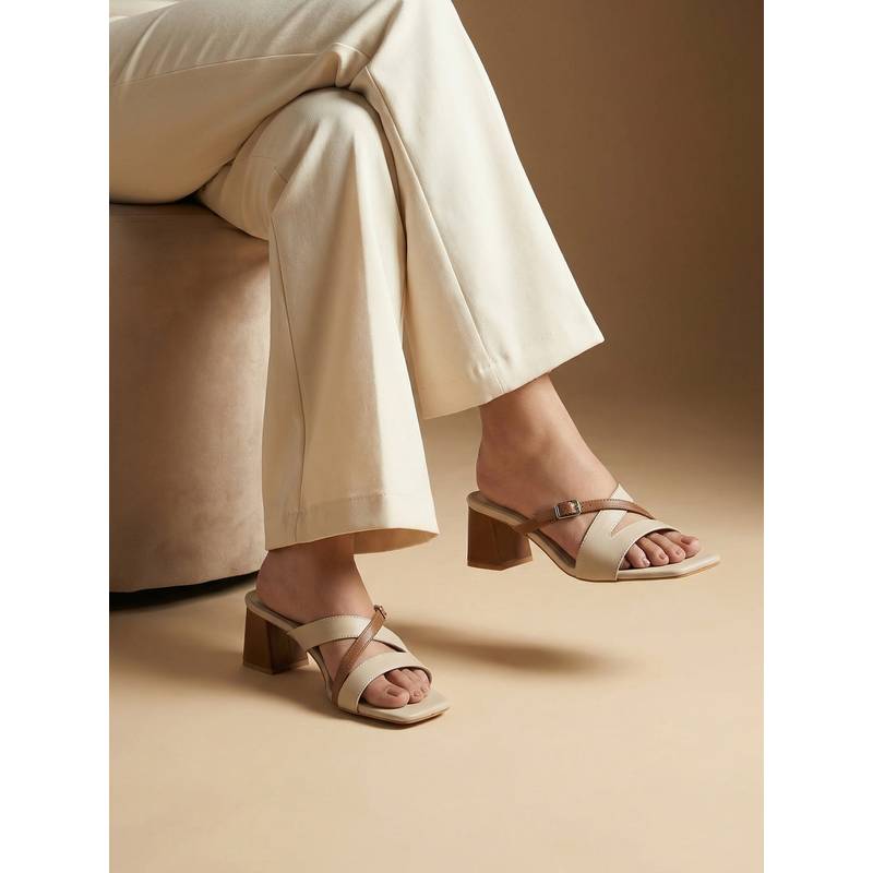Chaal Chalan Beige PU Casual Women Heels (UK 3)
