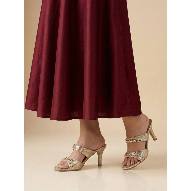 Chaal Chalan Gold PU Festive Women Heels (UK 3)