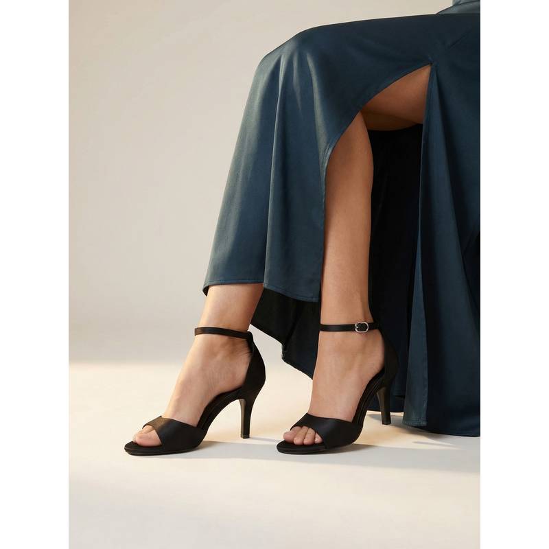 Chaal Chalan Black Lycra Formal Women Heels (UK 3)