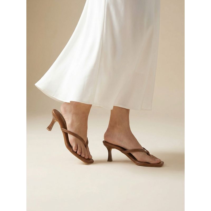 Chaal Chalan Brown PU Casual Women Heels (UK 5)