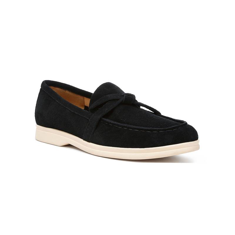 Rag & Co Black Suede Casual Women Loafers (EURO 36)