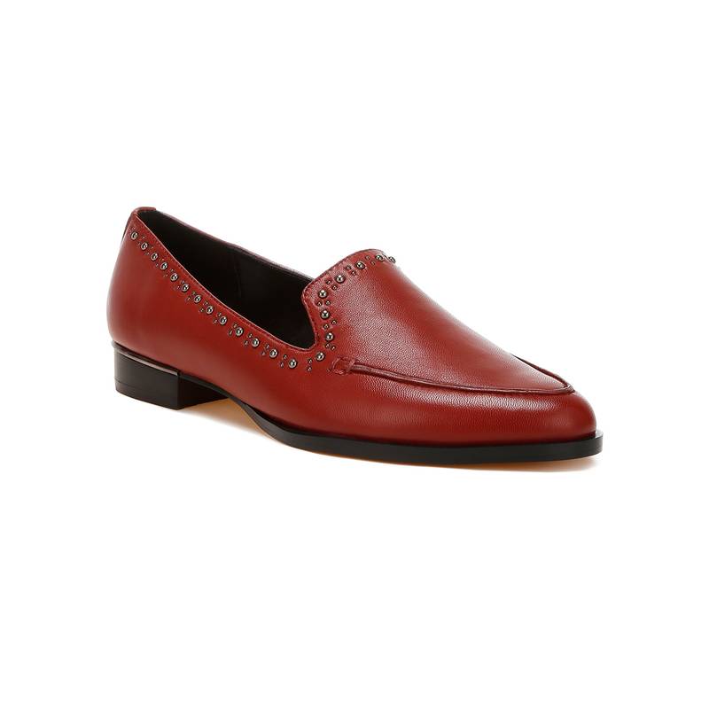 Rag & Co Burgundy Leather Casual Women Loafers (EURO 37)