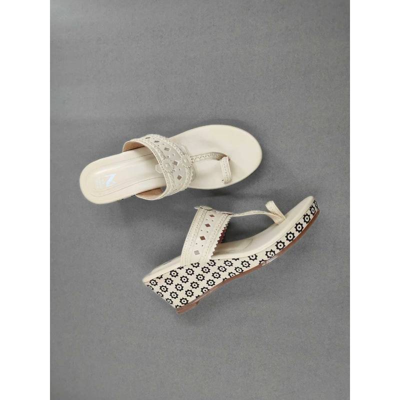The Madras Trunk Off White Synthetic Casual Women Heels (EURO 36)