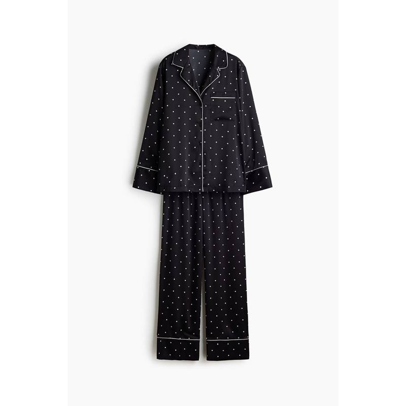 H&M Women Black Satin Pyjamas (S)