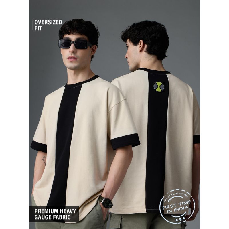 The Souled Store Official Ben 10: Omnitrix Men Cream Oversized Fit T-Shirt (M)
