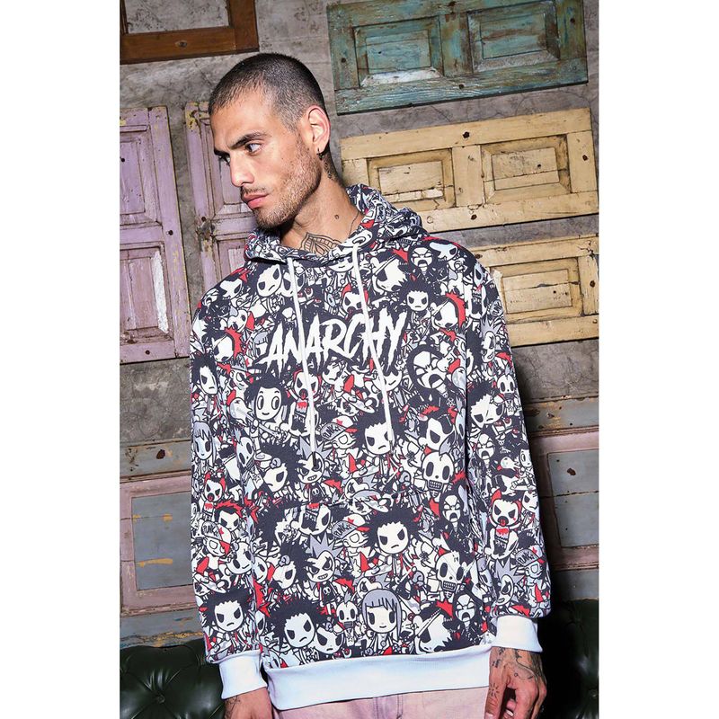 Bonkers Corner Grey Printed Rock On Hoodie (S)